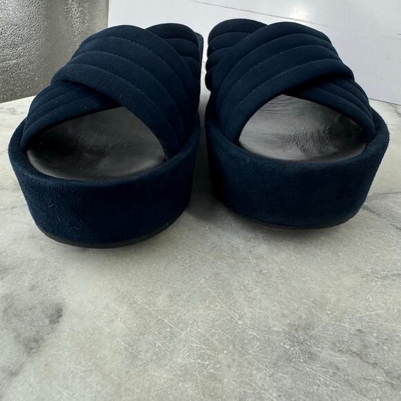 Kenneth Cole Platform Slip On Sandals Womens Size 9 Blue Cocktail Yacht Party - Picture 4 of 10